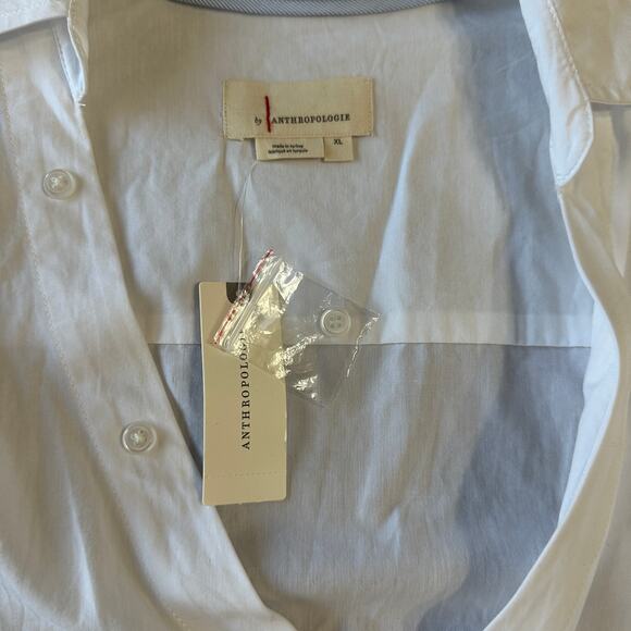 By Anthropologie Plus Size White Puffed Sleeve Wrap Top, Quiet Luxury, 1X NWT - Picture 7 of 7